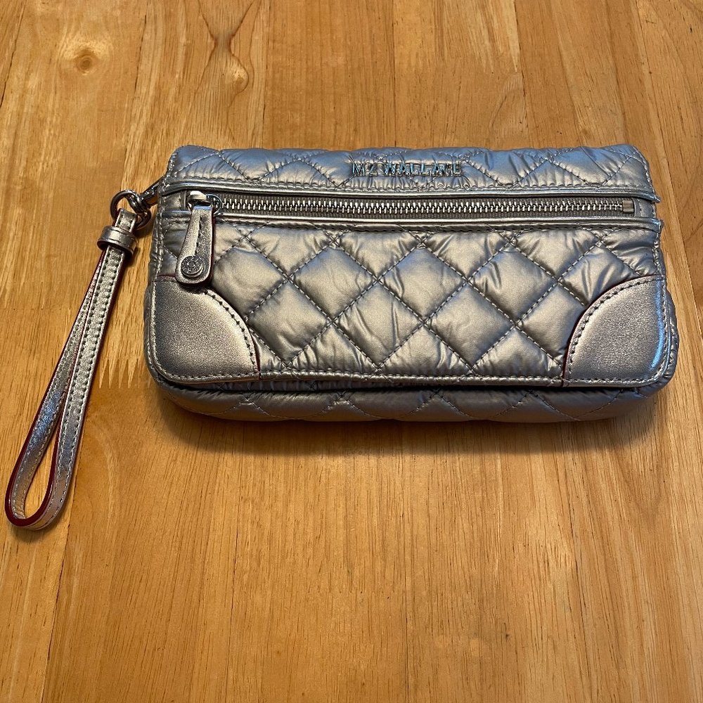 MZ Wallace Crosby Convertible Wristlet / Crossbody - Silver